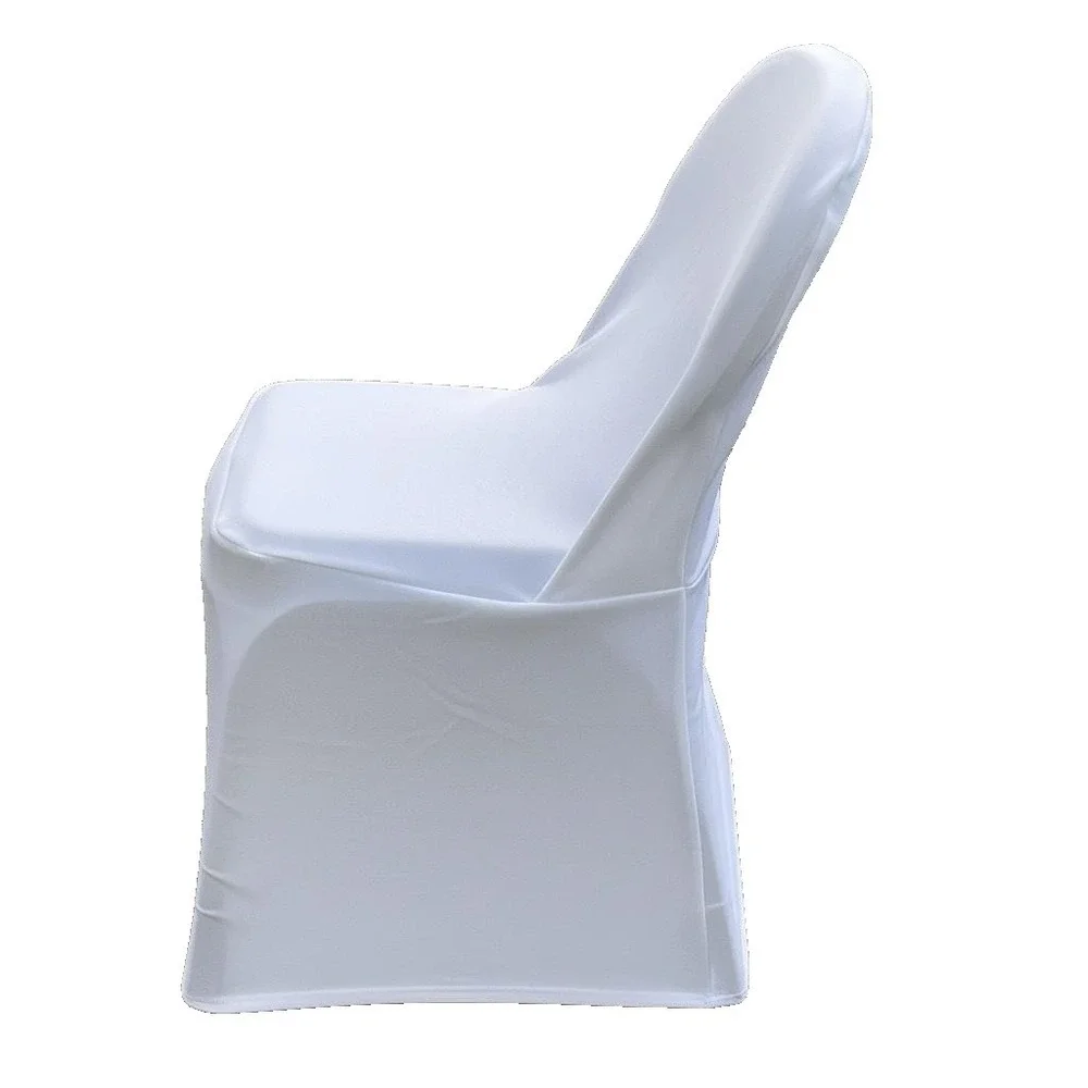 White Wedding Chair Cover Fitted Polyester Set of 6 Banquet Folding Party 6 sets